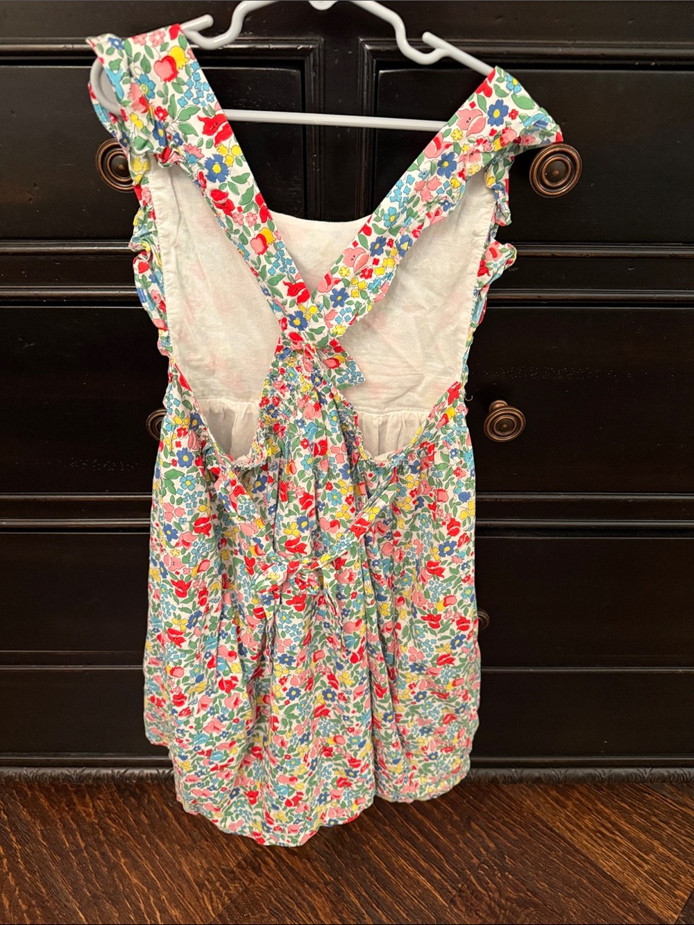 Mini Boden Floral Cotton Dress in Red, Blue & Green - Picture 4 of 4